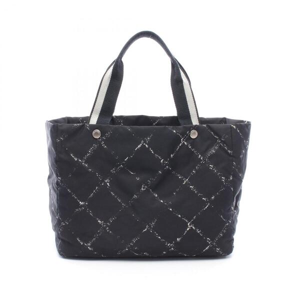 CHANEL Handbags - Chanel (CHANEL) Old Travel Line Tote Bag/Handbag, Nylon, Women's, Black/White